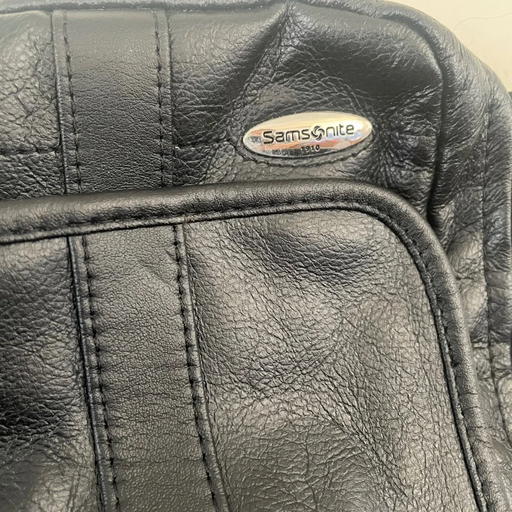 Vtg‎ Samsonite Crossbody Purse Bag Travel Faux Leather Black Adjustable